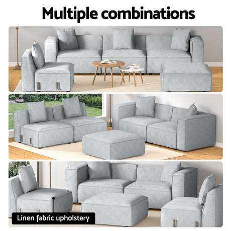 Artiss 5-Seater Modular Sofa Chaise in Grey