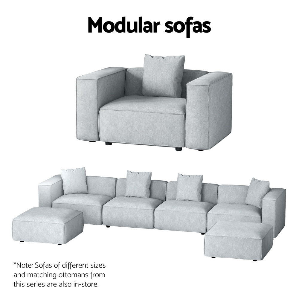 Artiss 5-Seater Modular Sofa Chaise in Grey