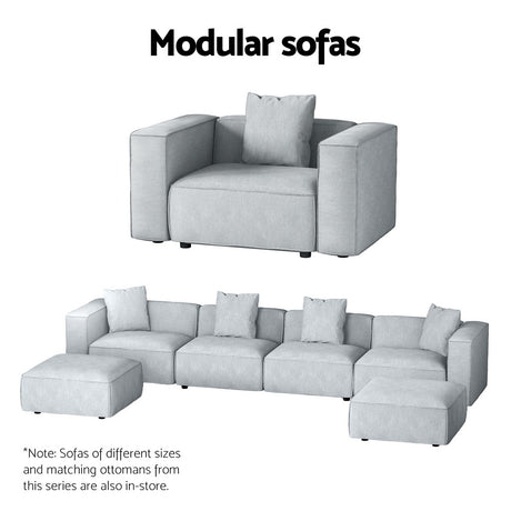 Artiss 5-Seater Modular Sofa Chaise in Grey