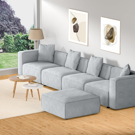 Artiss 5-Seater Modular Sofa Chaise in Grey