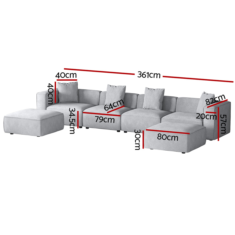 Artiss 6-Seater Modular Sofa Chaise Set