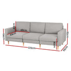 Artiss 3 Seater Grey Linen Sofa