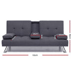 Artiss Dark Grey Fabric Sofa Bed 175CM