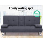 Artiss Dark Grey Fabric Sofa Bed 175CM