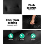 Artiss Black PU Leather 3-Seater Sofa Bed