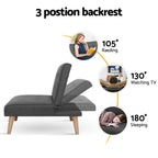 Artiss Grey Fabric Single Seater Sofa Bed