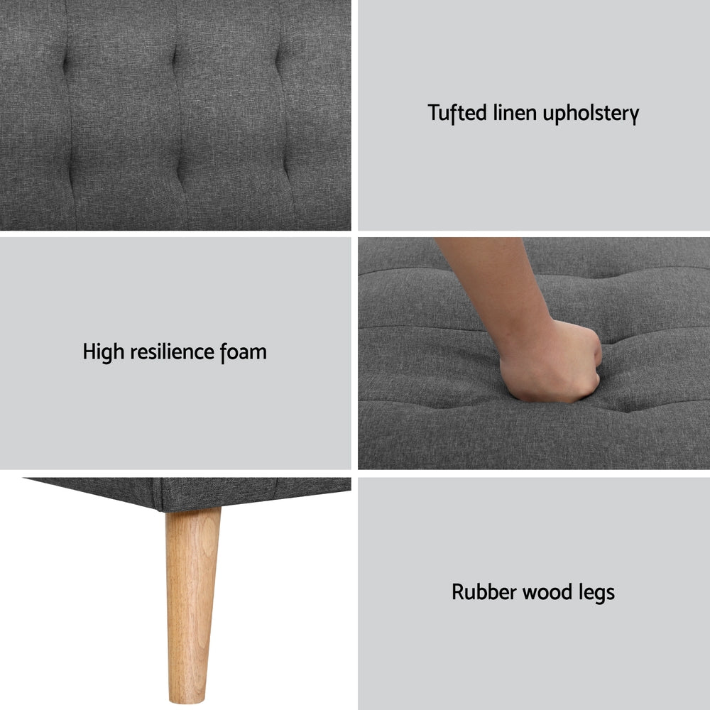 Artiss Grey Fabric Single Seater Sofa Bed