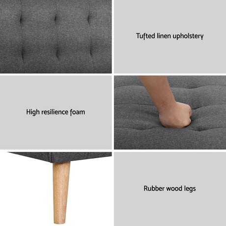 Artiss Grey Fabric Single Seater Sofa Bed