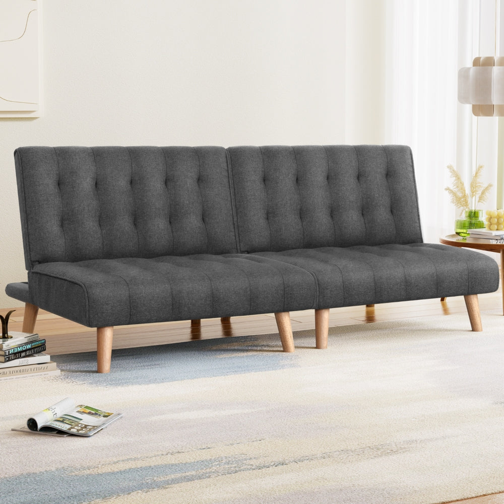 Artiss Grey Fabric Single Seater Sofa Bed