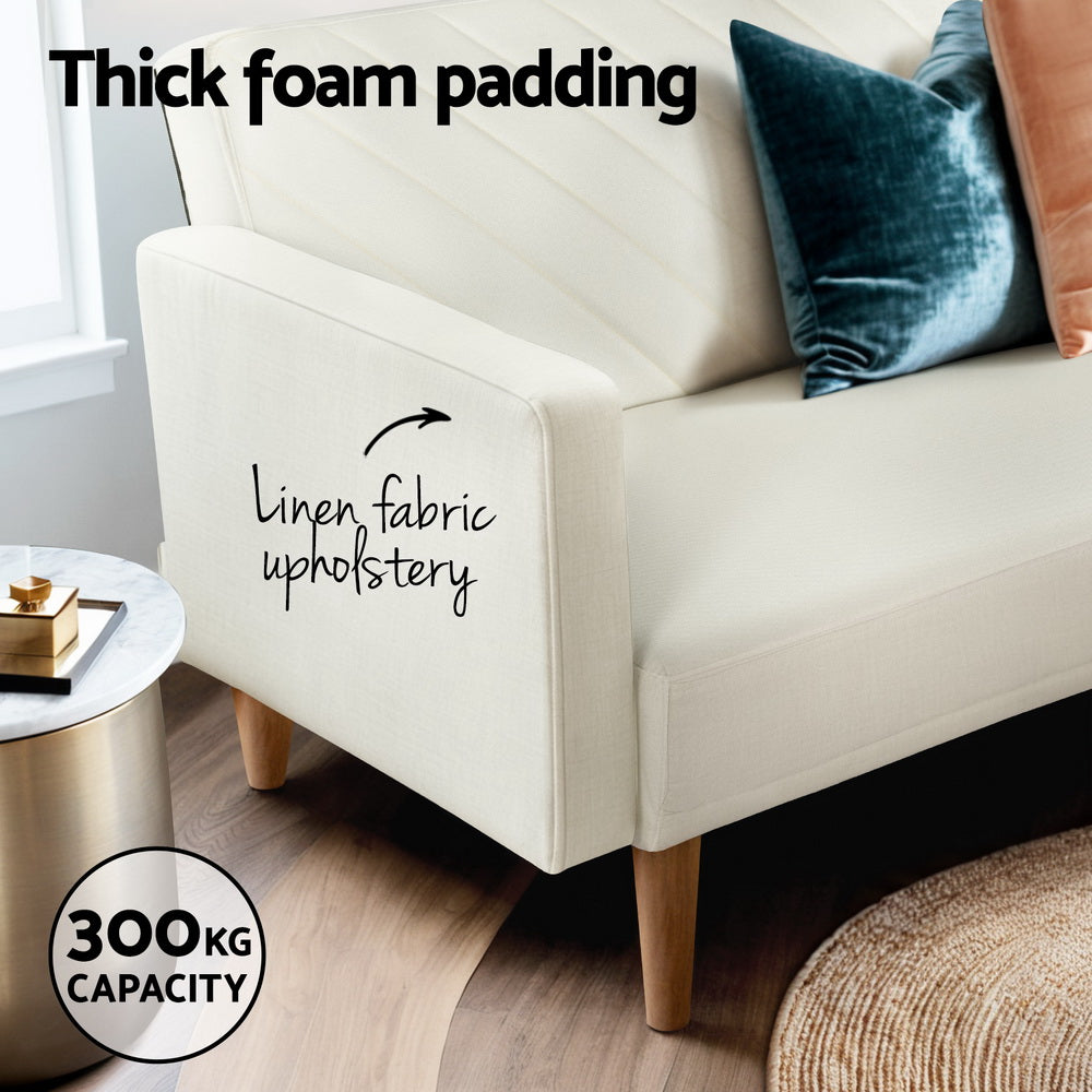 Artiss Sienna Convertible Sofa Bed - Beige