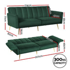 Artiss 3-Seater Velvet Sofa Bed