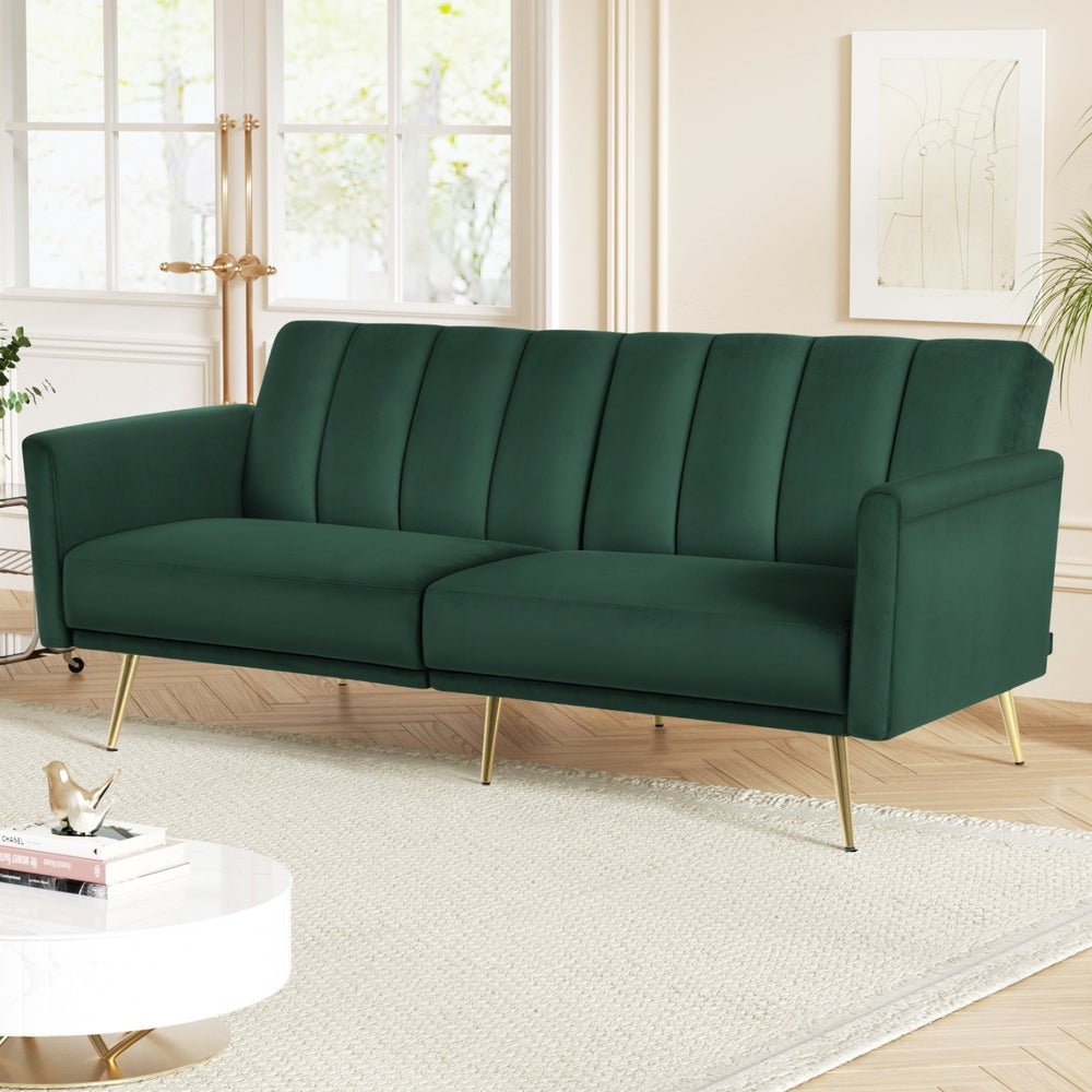 Artiss 3-Seater Velvet Sofa Bed