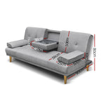 Artiss 188CM Grey Faux Linen Sofa Bed
