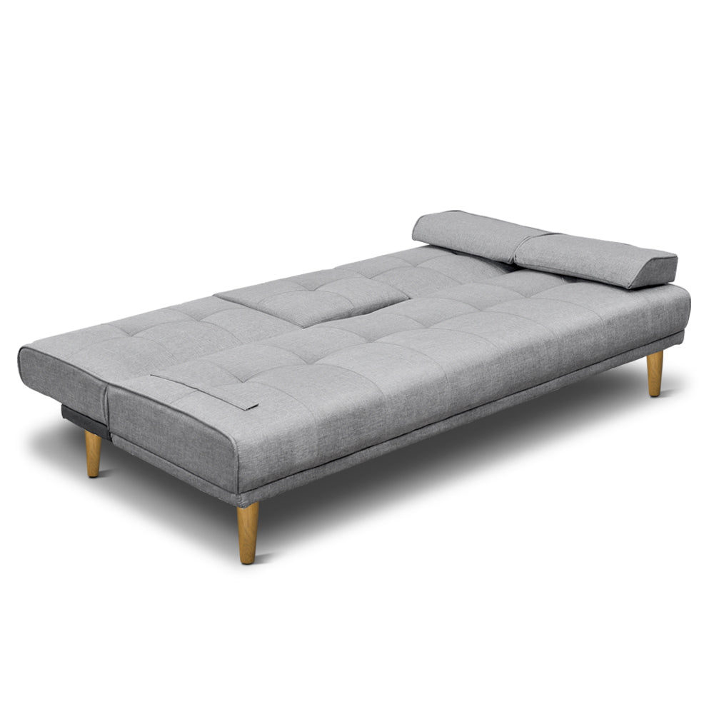 Artiss 188CM Grey Faux Linen Sofa Bed