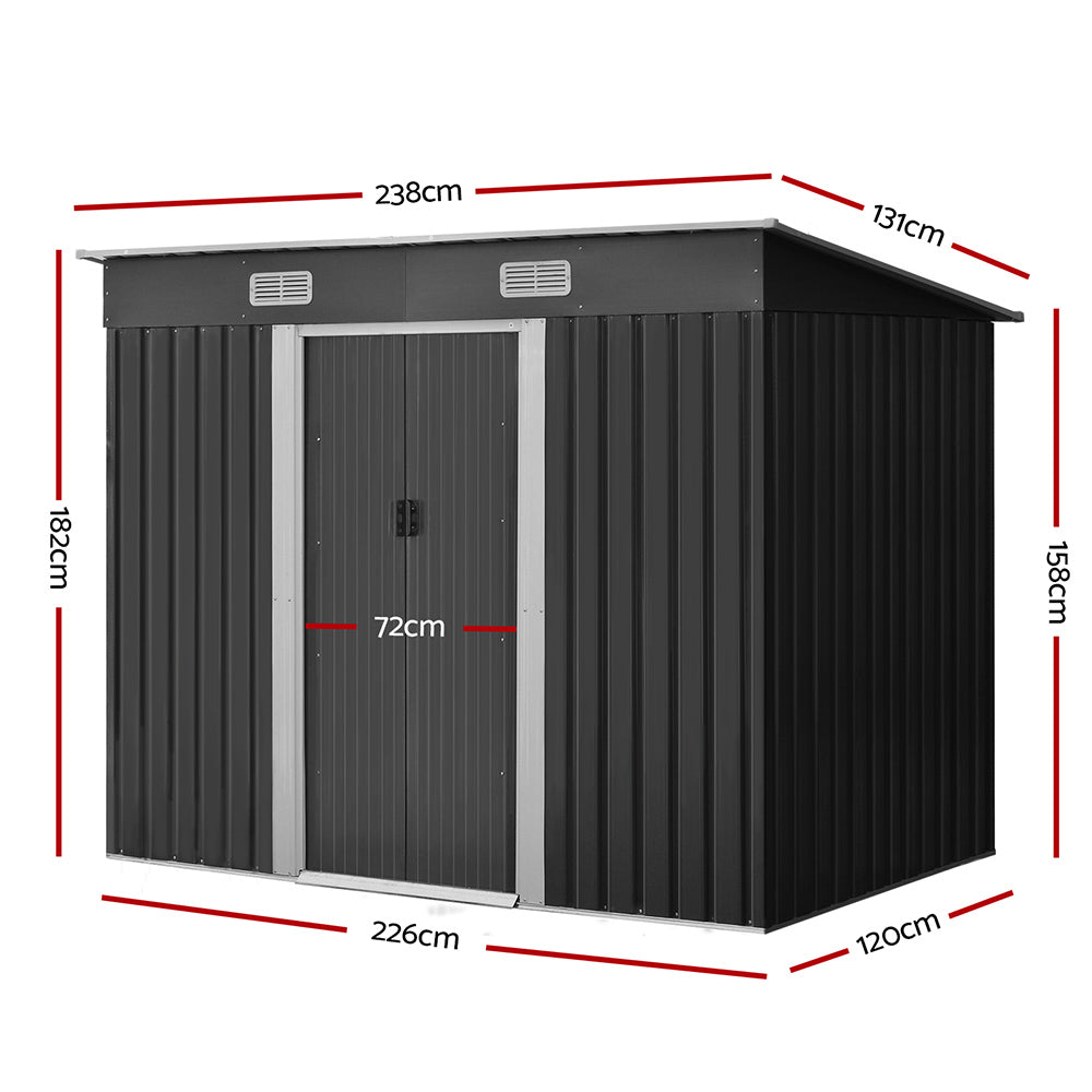 Giantz 2.38x1.31M Metal Garden Shed