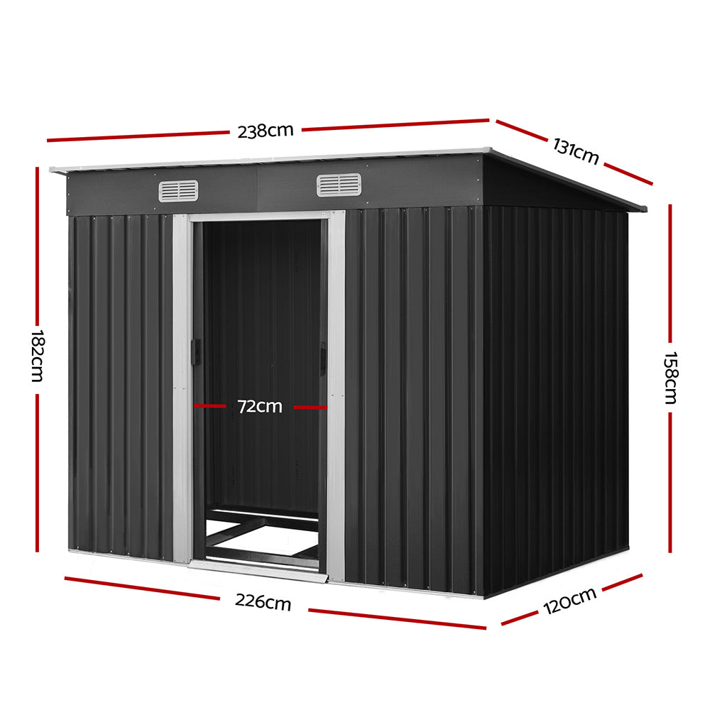 Giantz 2.38x1.31M Metal Garden Shed