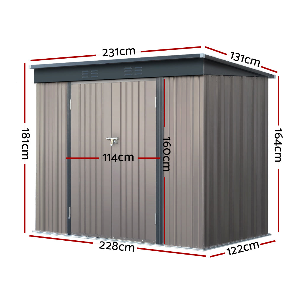 Giantz 2.31x1.31M Metal Garden Shed