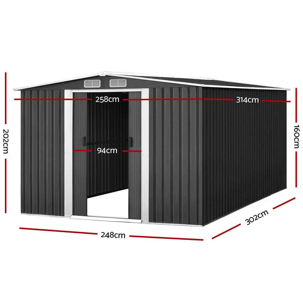 Giantz 2.58x3.14M Metal Garden Shed