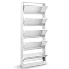 Elegant White Shoe Rack with Mirror