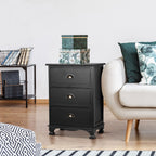 Artiss Bedside Table 3 Drawers Vintage - THYME Black