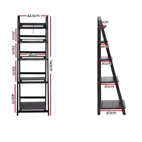 Artiss 5-Tier Corner Ladder Shelf - Coffee