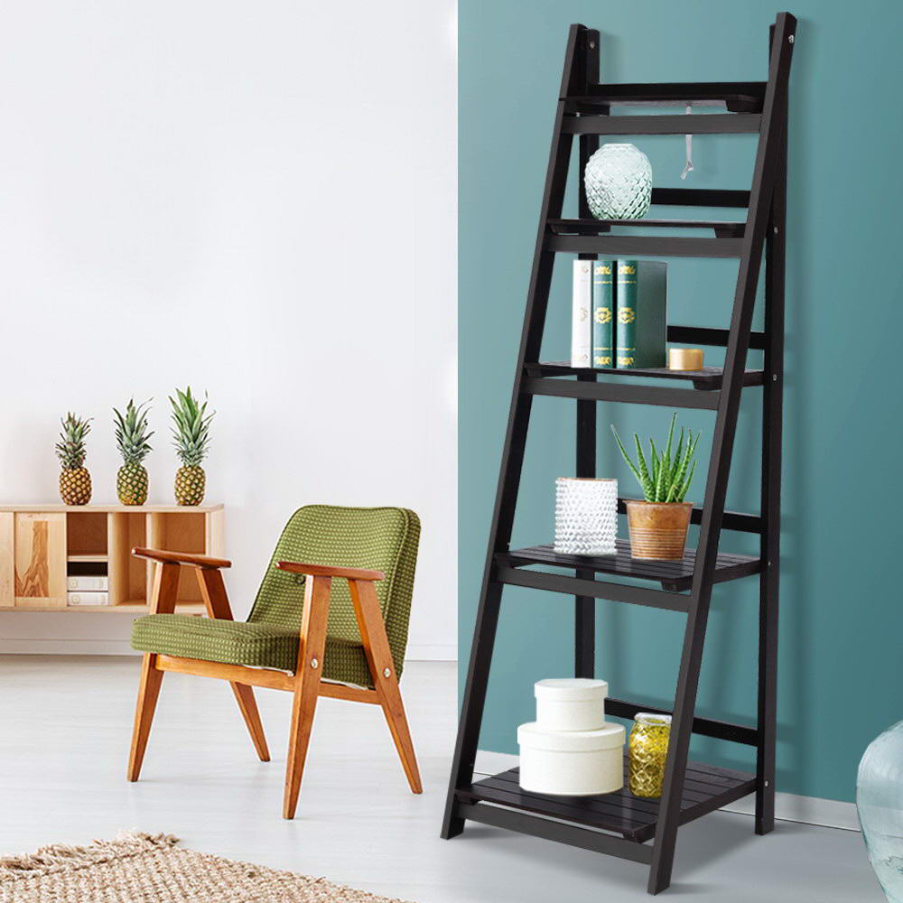 Artiss 5-Tier Corner Ladder Shelf - Coffee