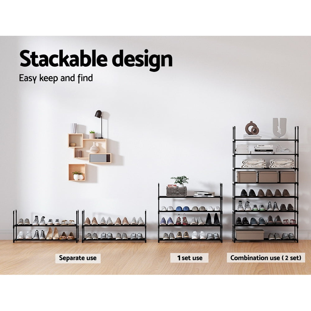4-Tier Stackable Shoe Rack for Organized Storage