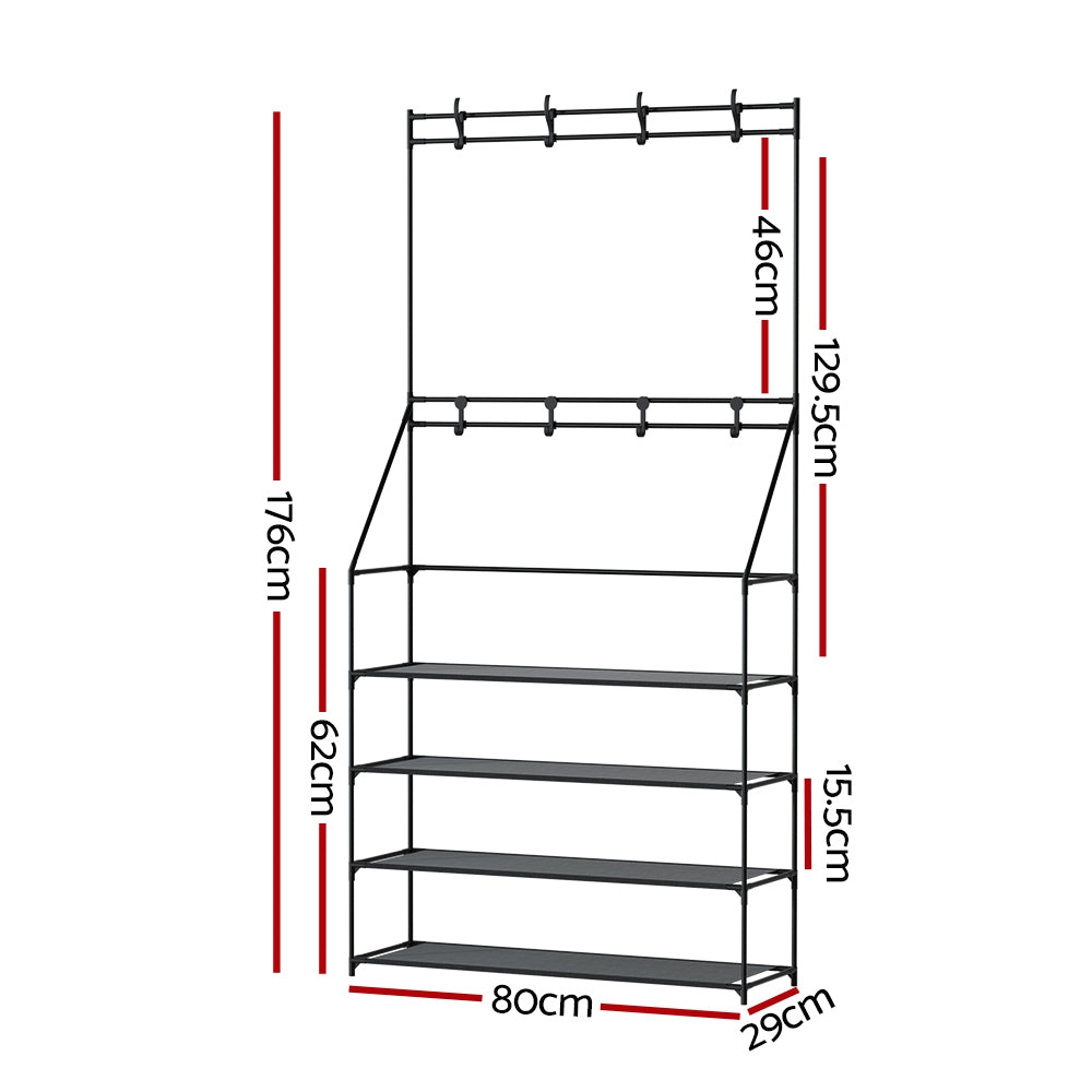 16-Pair Multifunctional Shoe Rack Hall Tree