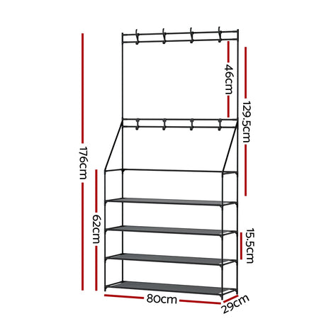 16-Pair Multifunctional Shoe Rack Hall Tree