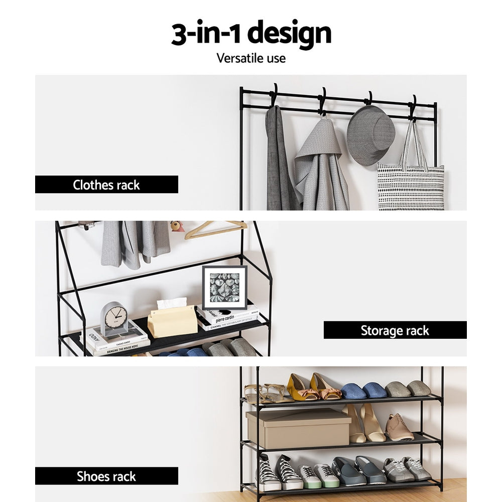16-Pair Multifunctional Shoe Rack Hall Tree