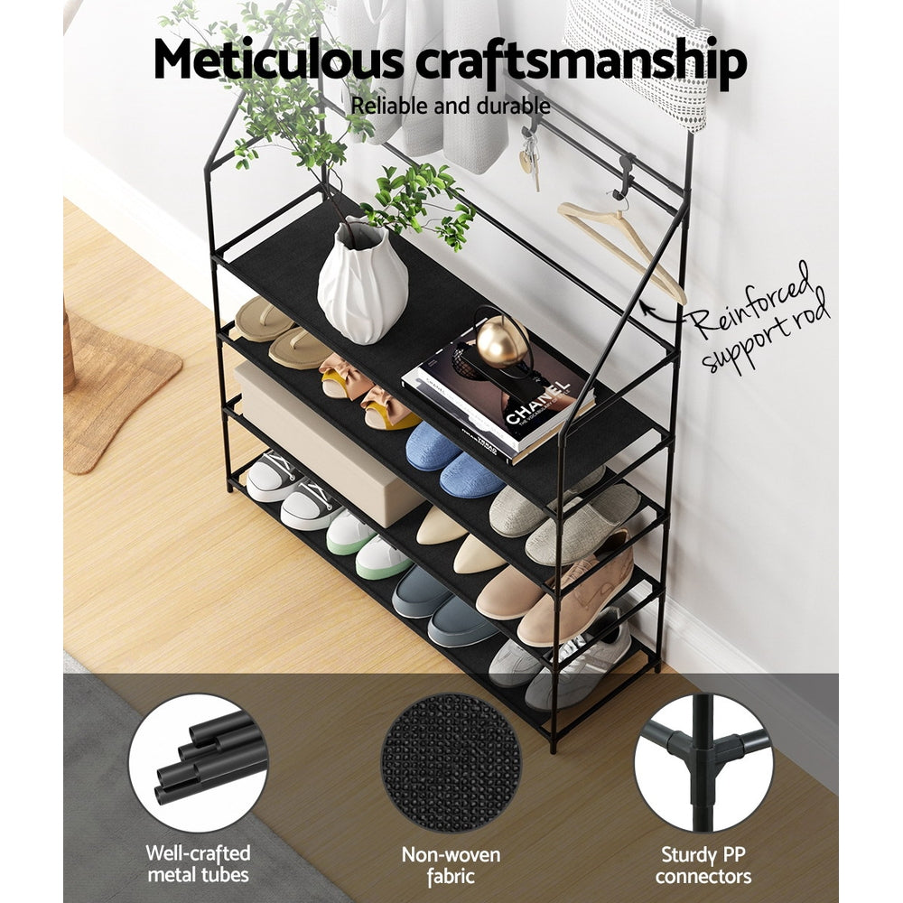 16-Pair Multifunctional Shoe Rack Hall Tree