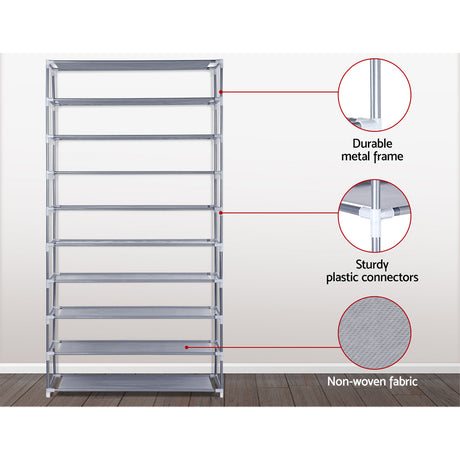 10-Tier Stackable Shoe Rack Cabinet