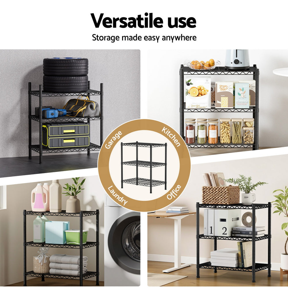 Adjustable 3-Tier Steel Shelving Unit