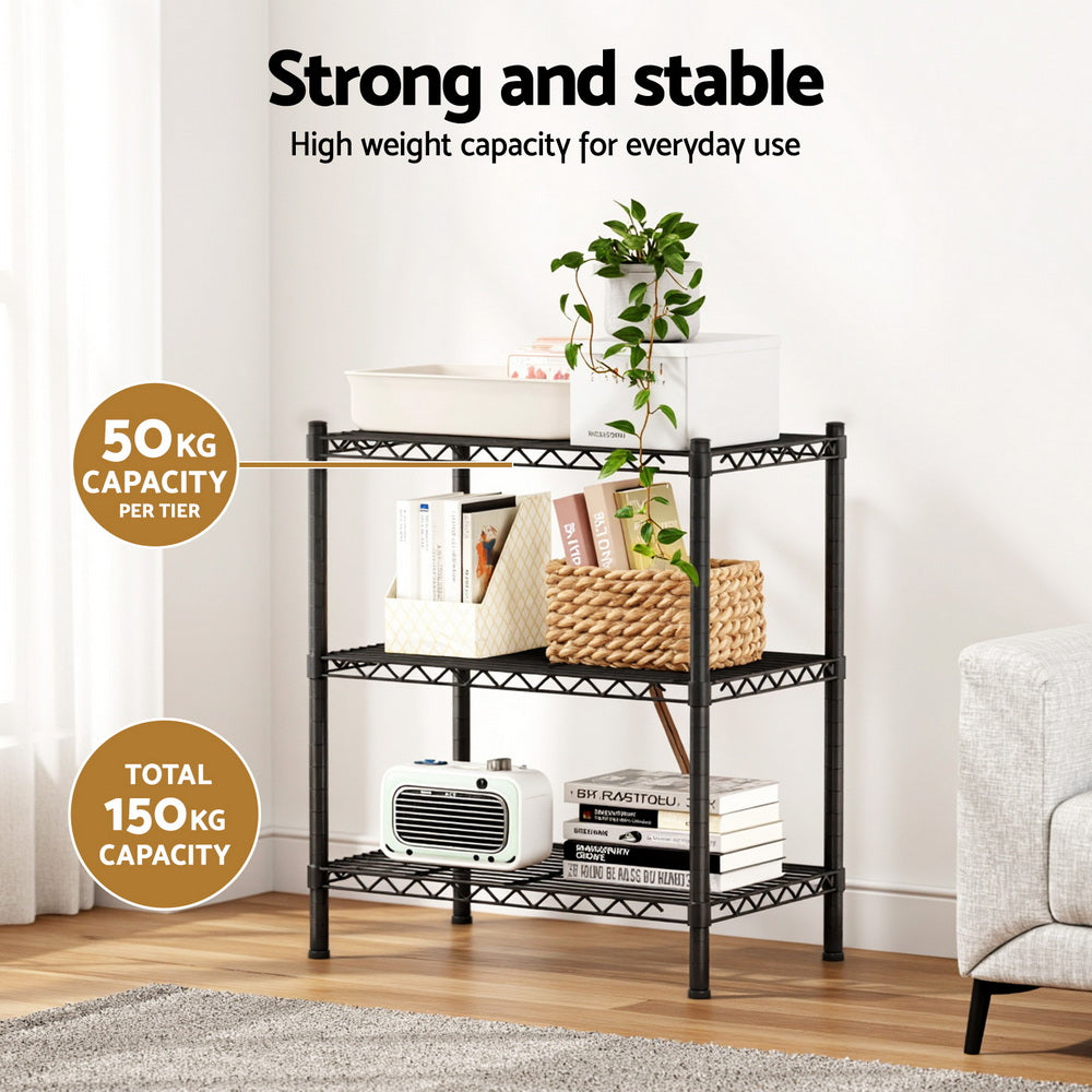 Adjustable 3-Tier Steel Shelving Unit