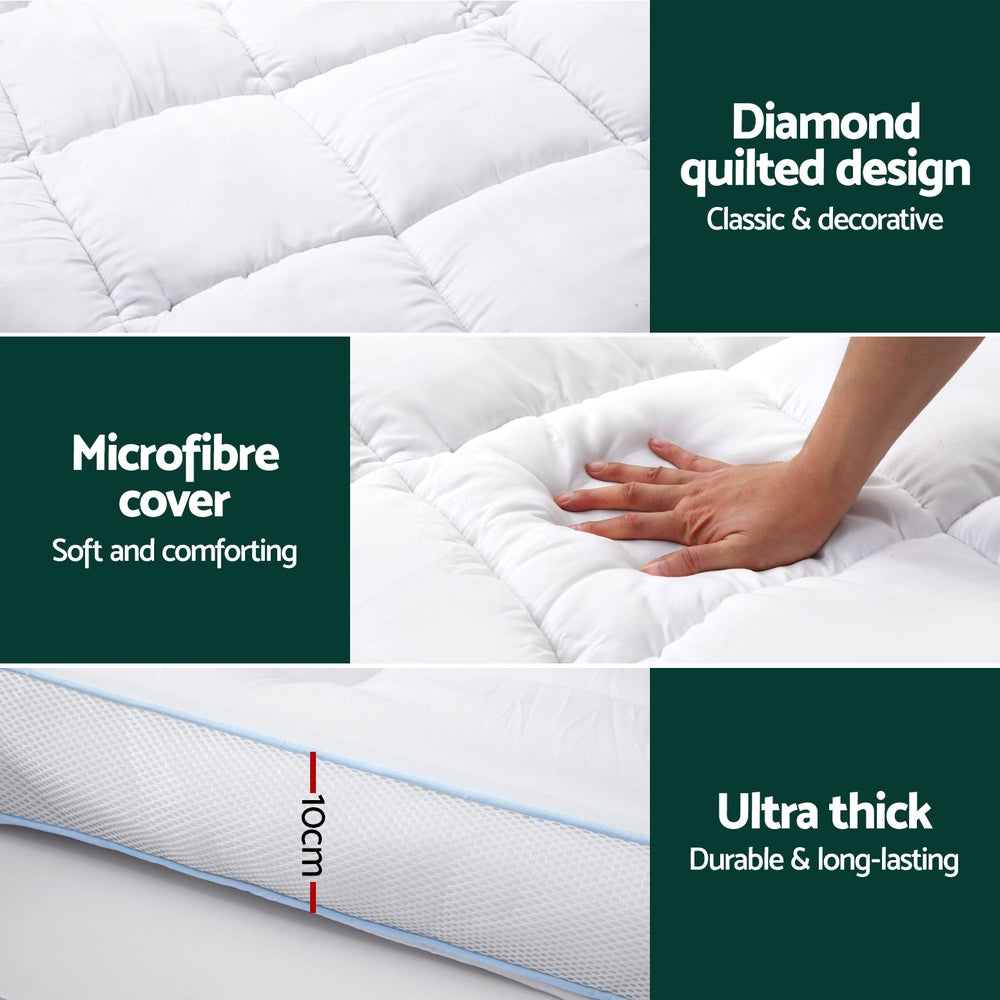 Giselle Bedding 10cm Pillowtop Bamboo Mattress Topper