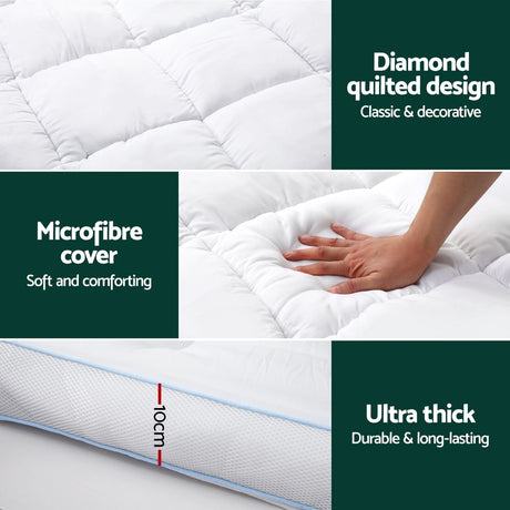 Giselle Bedding 10cm Pillowtop Bamboo Mattress Topper