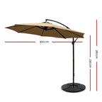 Instahut Outdoor Umbrella w/Base Cantilever Beach Garden Patio Shade Canopy