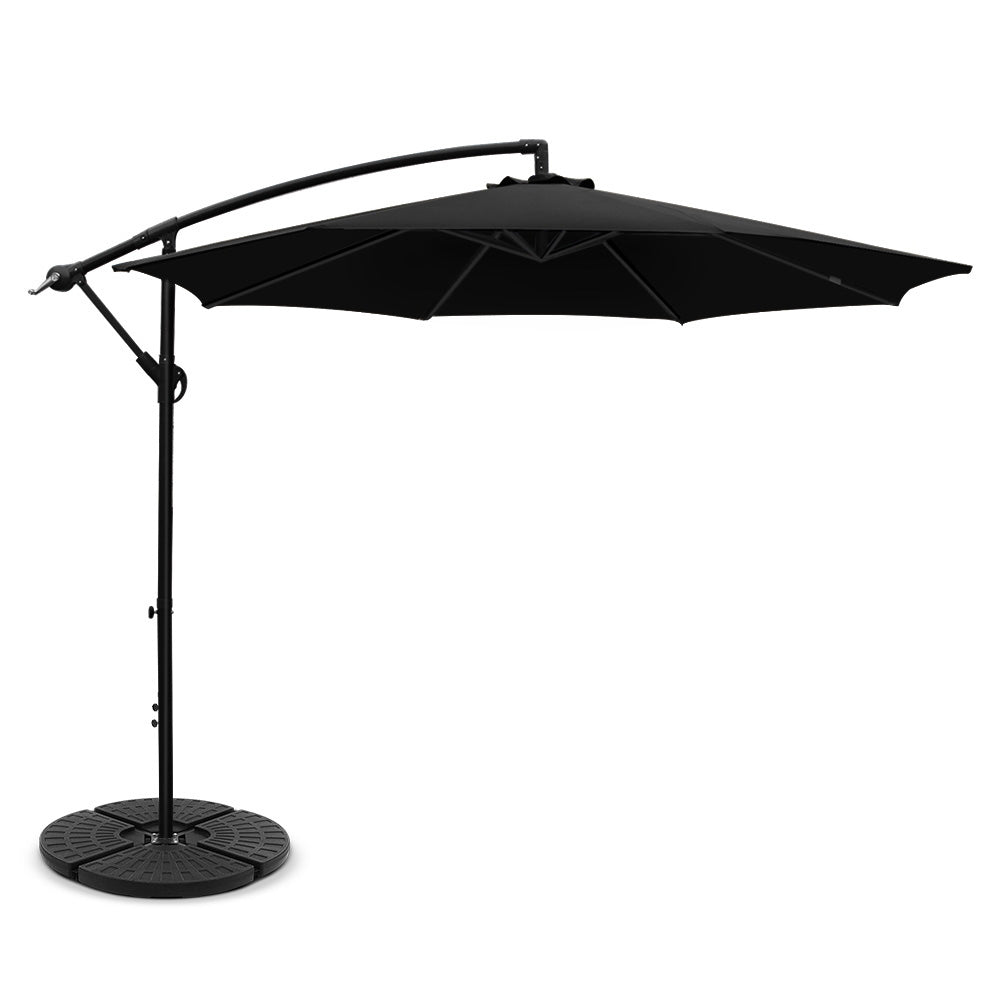 Instahut Outdoor Umbrella w/Base Cantilever Beach Garden Patio Shade Canopy