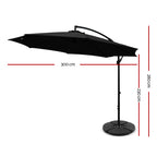 Instahut Outdoor Umbrella w/Base Cantilever Beach Garden Patio Shade Canopy