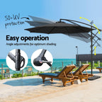 Instahut 3m Umbrella w/Base Outdoor Cantilever Beach Garden Patio Parasol