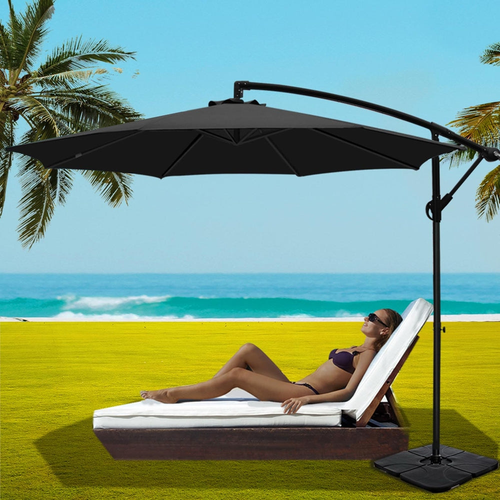 Instahut 3m Umbrella w/Base Outdoor Cantilever Beach Garden Patio Parasol