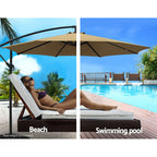 Instahut Outdoor Cantilever Umbrella for Beach, Garden & Patio Sun Shade