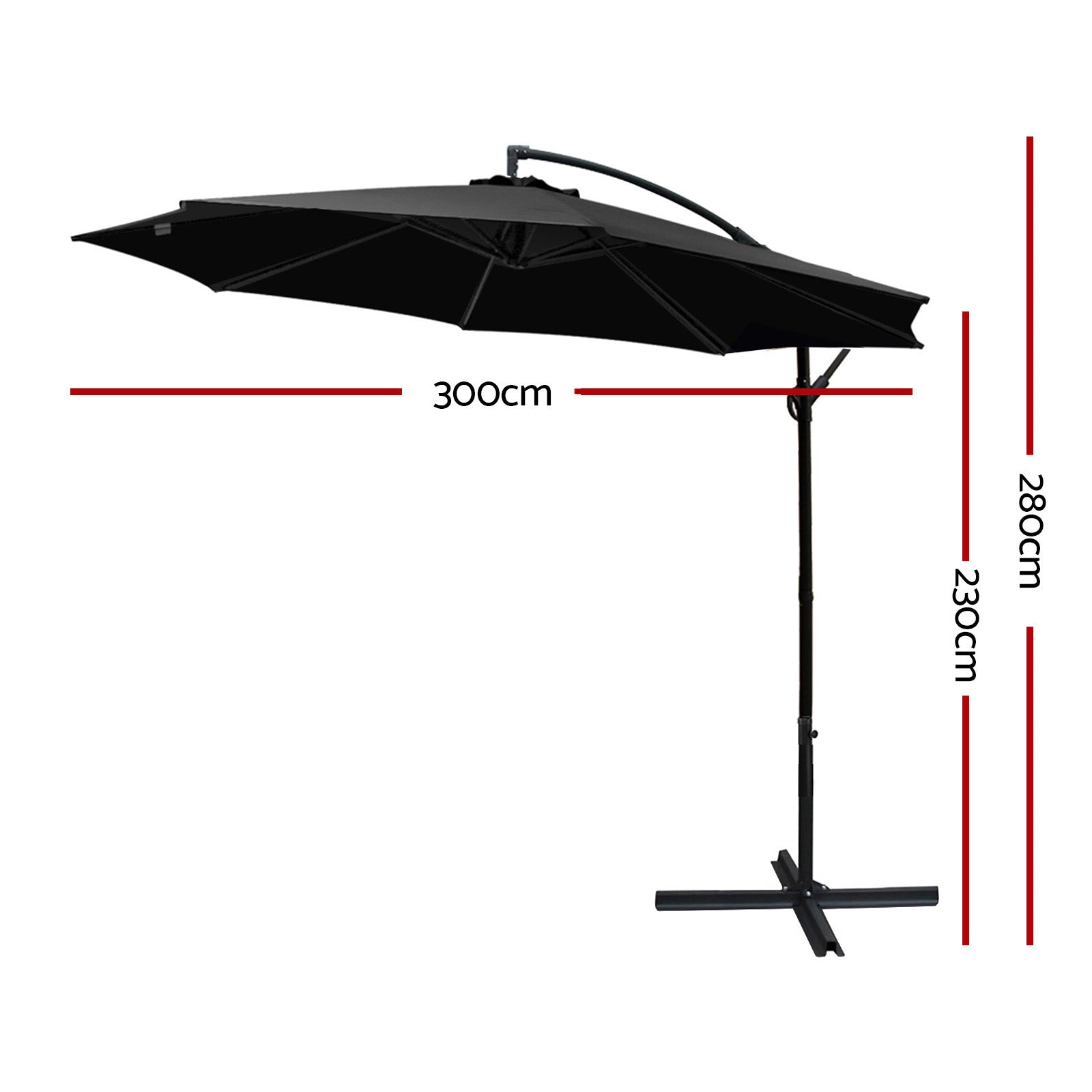 Instahut Outdoor Cantilever Umbrella for Beach, Garden & Patio Sun Shade