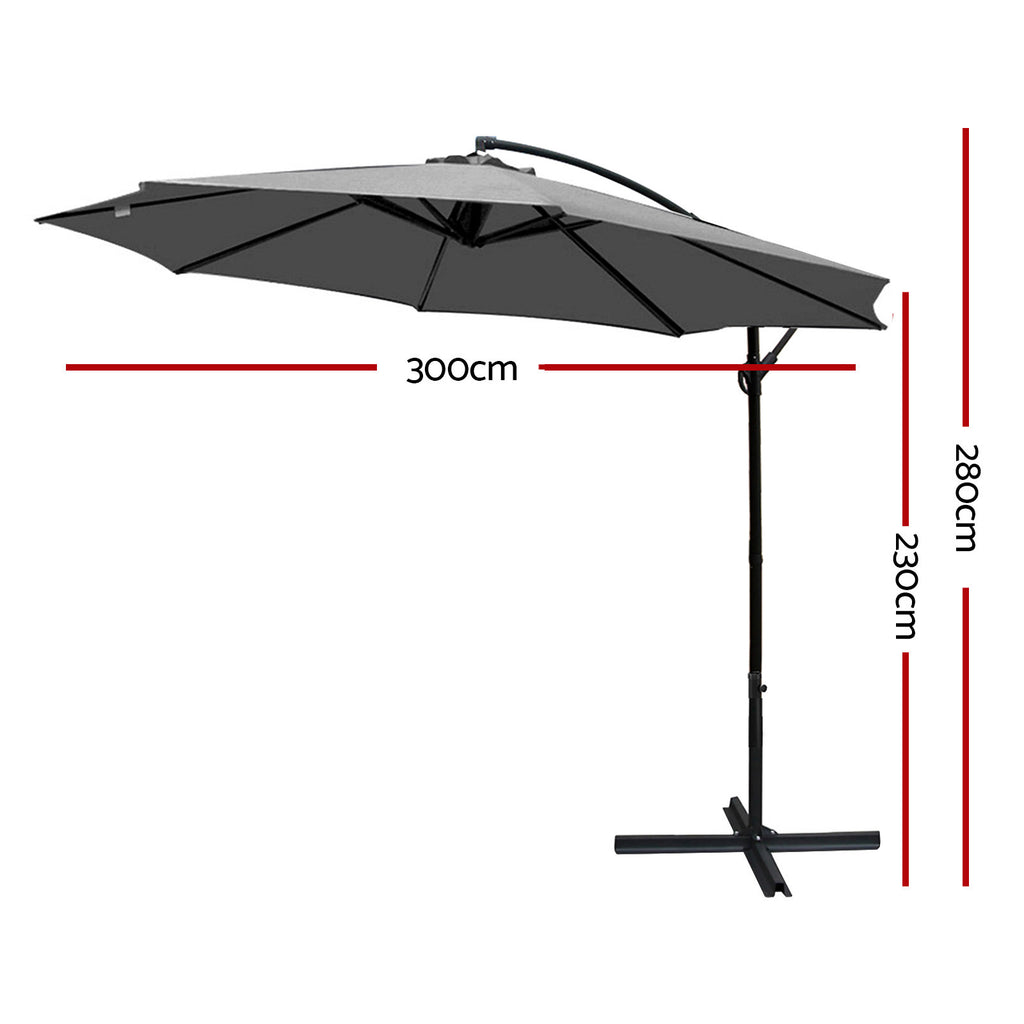 Instahut Outdoor Cantilever Umbrella for Beach, Garden & Patio Sun Shade