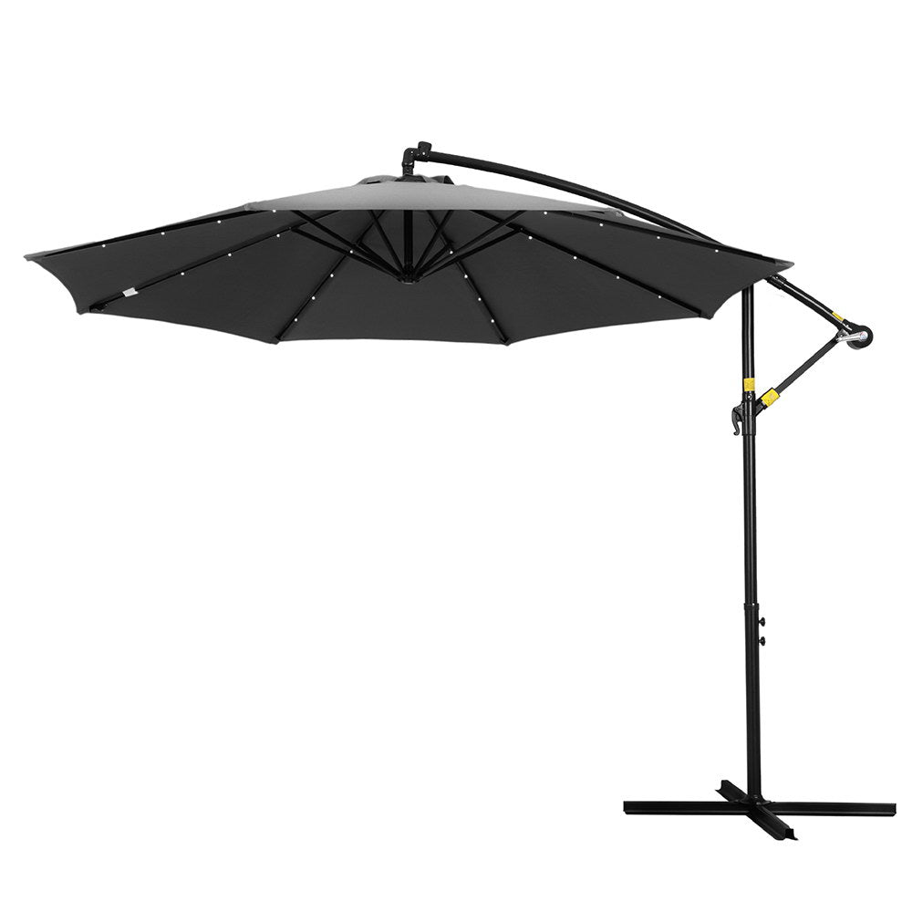Instahut Outdoor Cantilever LED Umbrella Garden Shade Patio for Outdoor Entertaining