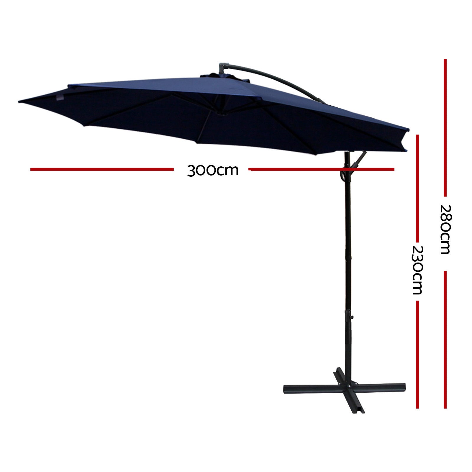 Instahut Outdoor Cantilever Umbrella for Beach, Garden & Patio Sun Shade
