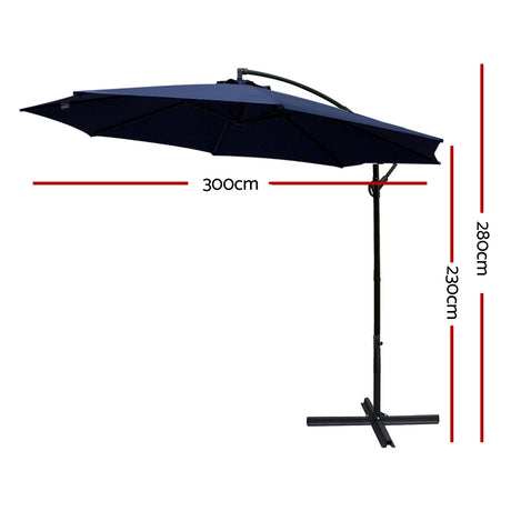 Instahut Outdoor Cantilever Umbrella for Beach, Garden & Patio Sun Shade