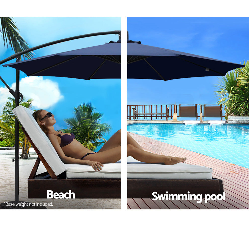 Instahut Outdoor Cantilever Umbrella for Beach, Garden & Patio Sun Shade