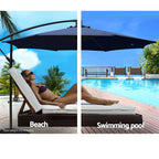 Instahut Outdoor Cantilever Umbrella for Beach, Garden & Patio Sun Shade