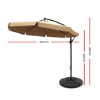 Instahut 3m Outdoor Umbrella w/Base Cantilever Garden Patio Beach Sunshade